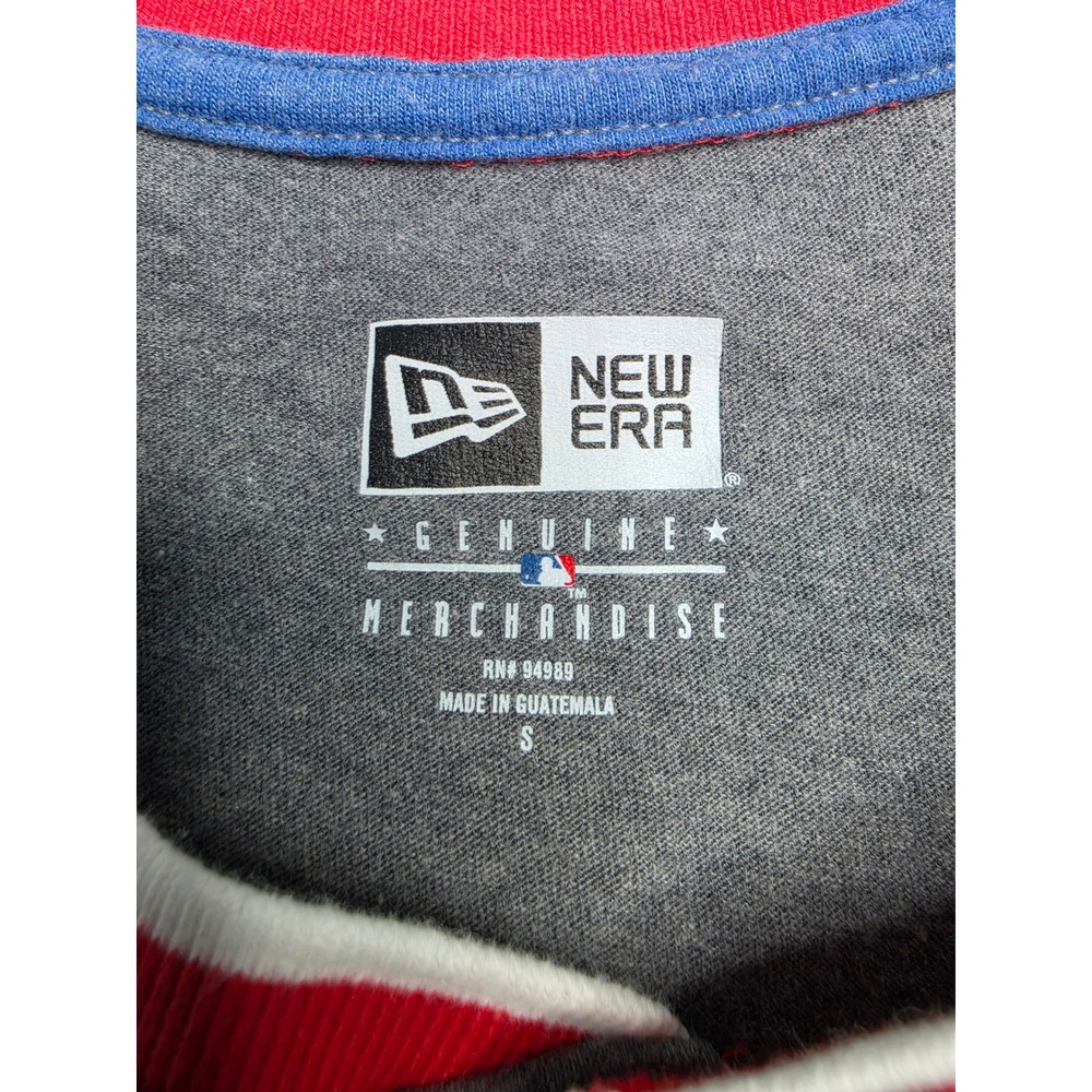 New Era Atlanta Braves Baseball Shirt Men's Small Gray Raglan Sleeve Henley Neck - Picture 4 of 8